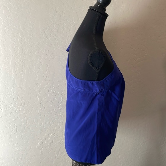 PARKER ROYAL BLUE SILK ONE SHOULDER BLOUSE TOP - Picture 5 of 10